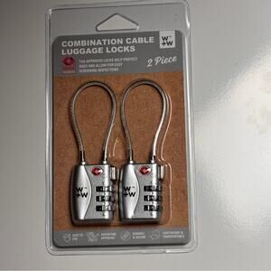 Combination Silver Cable Luggage Locks 2 Pieces